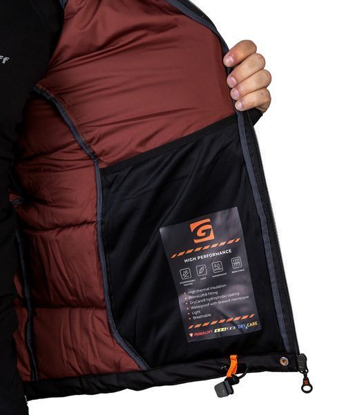 Куртка стьобана мембранна утеплена OUTDOOR Primaloft&reg;- чорний/оливковий - M 645-O фото