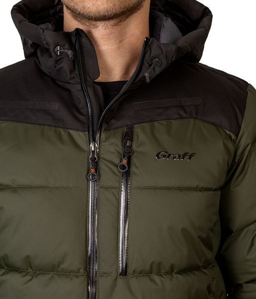 Куртка стьобана мембранна утеплена OUTDOOR Primaloft&reg;- чорний/оливковий - M 645-O фото