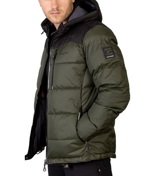 Куртка стьобана мембранна утеплена OUTDOOR Primaloft&reg;- чорний/оливковий - M 645-O фото