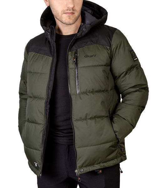 Куртка стьобана мембранна утеплена OUTDOOR Primaloft&reg;- чорний/оливковий - M 645-O фото