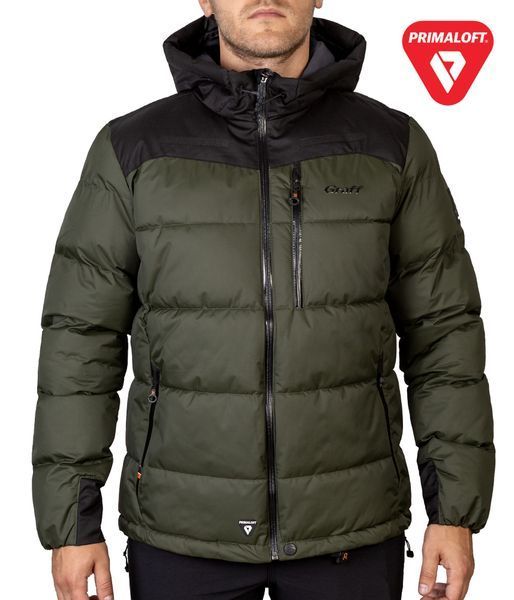 Куртка стьобана мембранна утеплена OUTDOOR Primaloft&reg;- чорний/оливковий - M 645-O фото