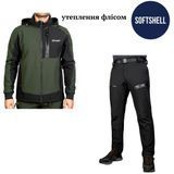 Костюм Softshell універсальний утепл.флісом - оливковка/чорний - L - 176-182 561-S/761-S-1 фото