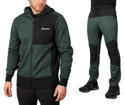 Комплект флісовий з трикотажними вставками зелений\чорний- 2XL 233-P-BL/233-P-SP фото
